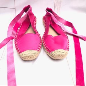 ZARA Ballet flats pink satin with lace up velvet straps size 36 shoes casual